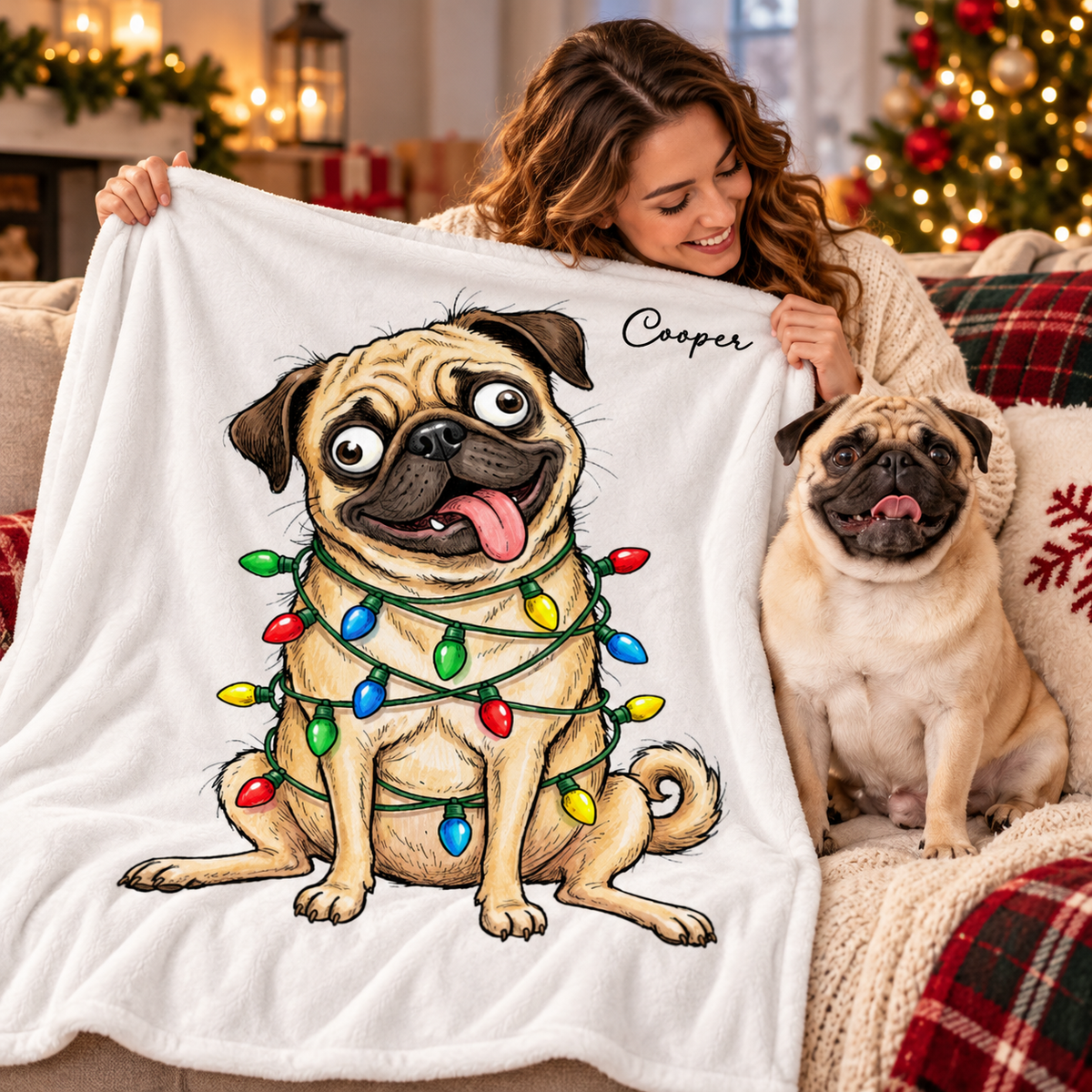 Custom Pet Portrait Quirky Silly Dog - Blanket - Funny Christmas Gift For Dog Lover