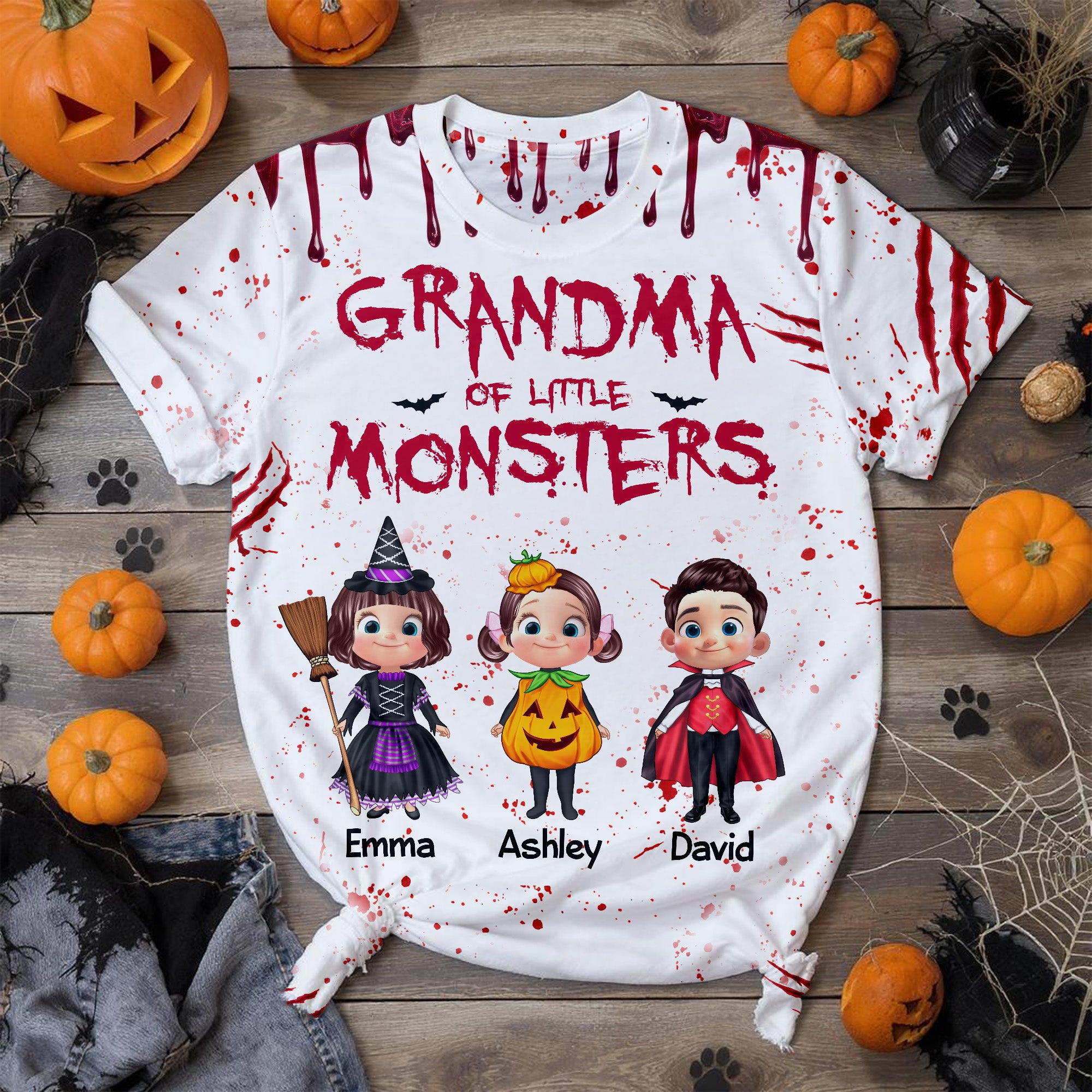 Halloween Mommy Daddy Grandma Grandpa Of The Monsters Cute Kids Personalized 3D Shirt