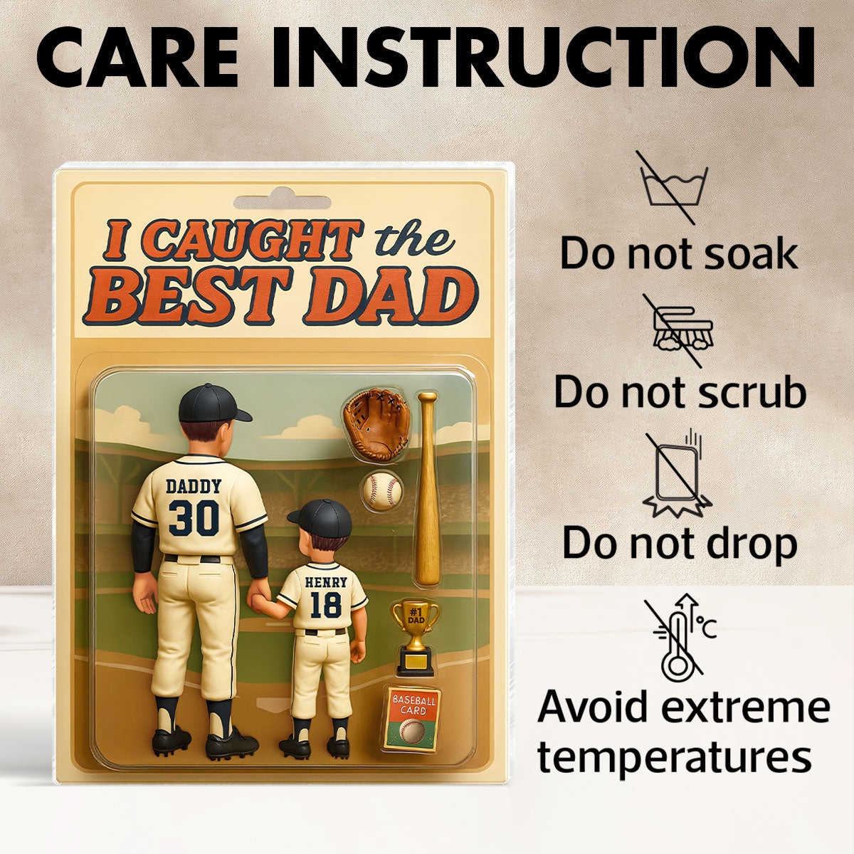 We Caught the Best Dad, Grandpa Baseball Custom Figure Personalized Acrylic Block Plaque