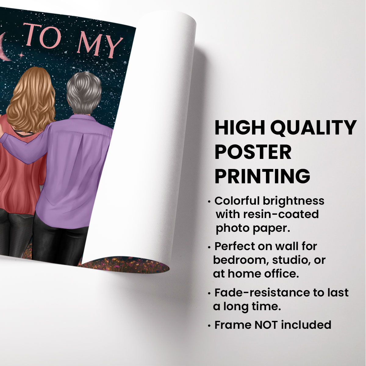 Mother & Daughter In Beautiful Hill At Night Watching You Be A Mom Personalized Poster, Gift