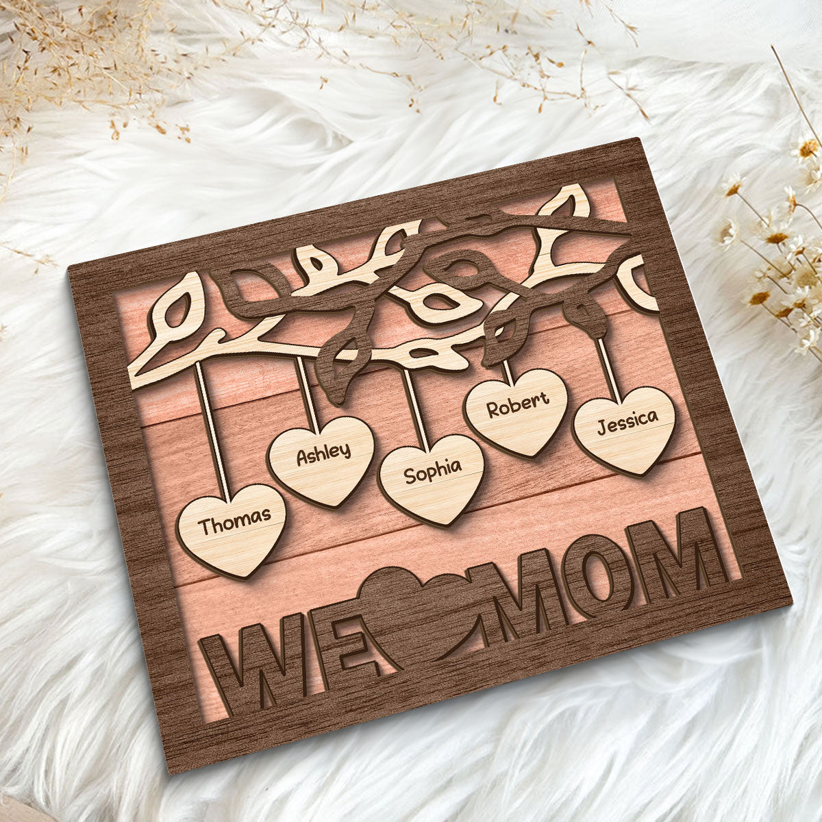 We Love Grandma Personalized 2-Layer Wooden Plaque