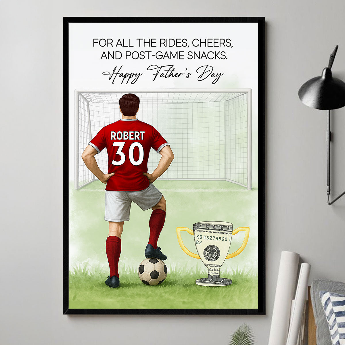 Soccer Dad Happy Father's Day Money Gift Personalized Poster, Gift for Dad, Gift for Husband