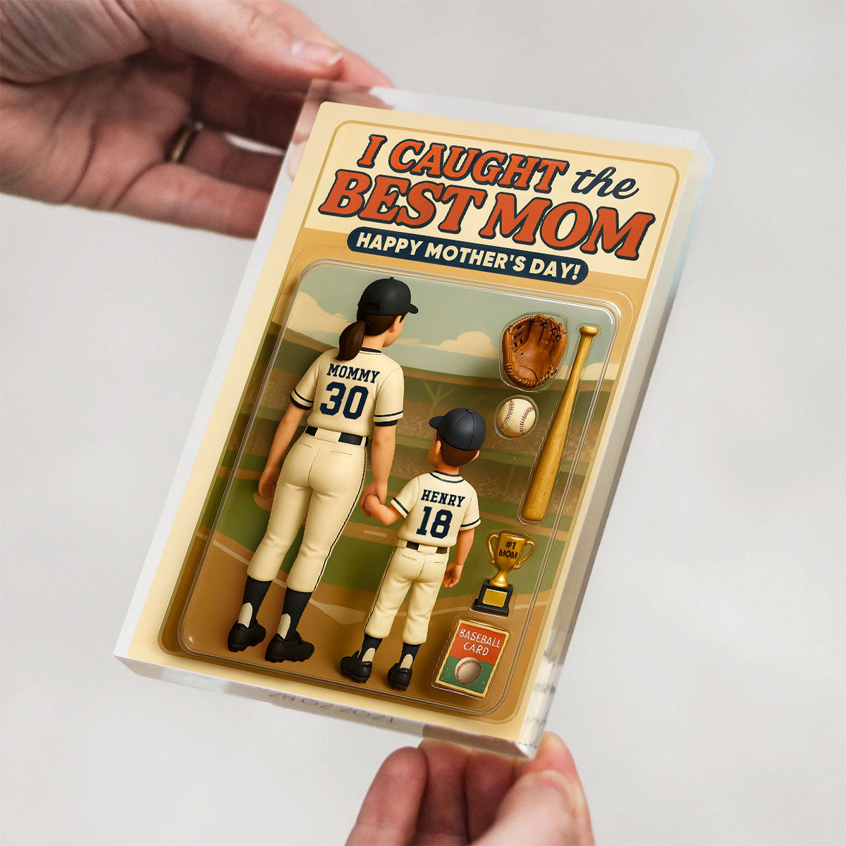 We Caught the Best Mom Baseball Custom Figure - Personalized Acrylic Block Plaque - Gift for Mom, Gift for Grandma, Gift for Wife