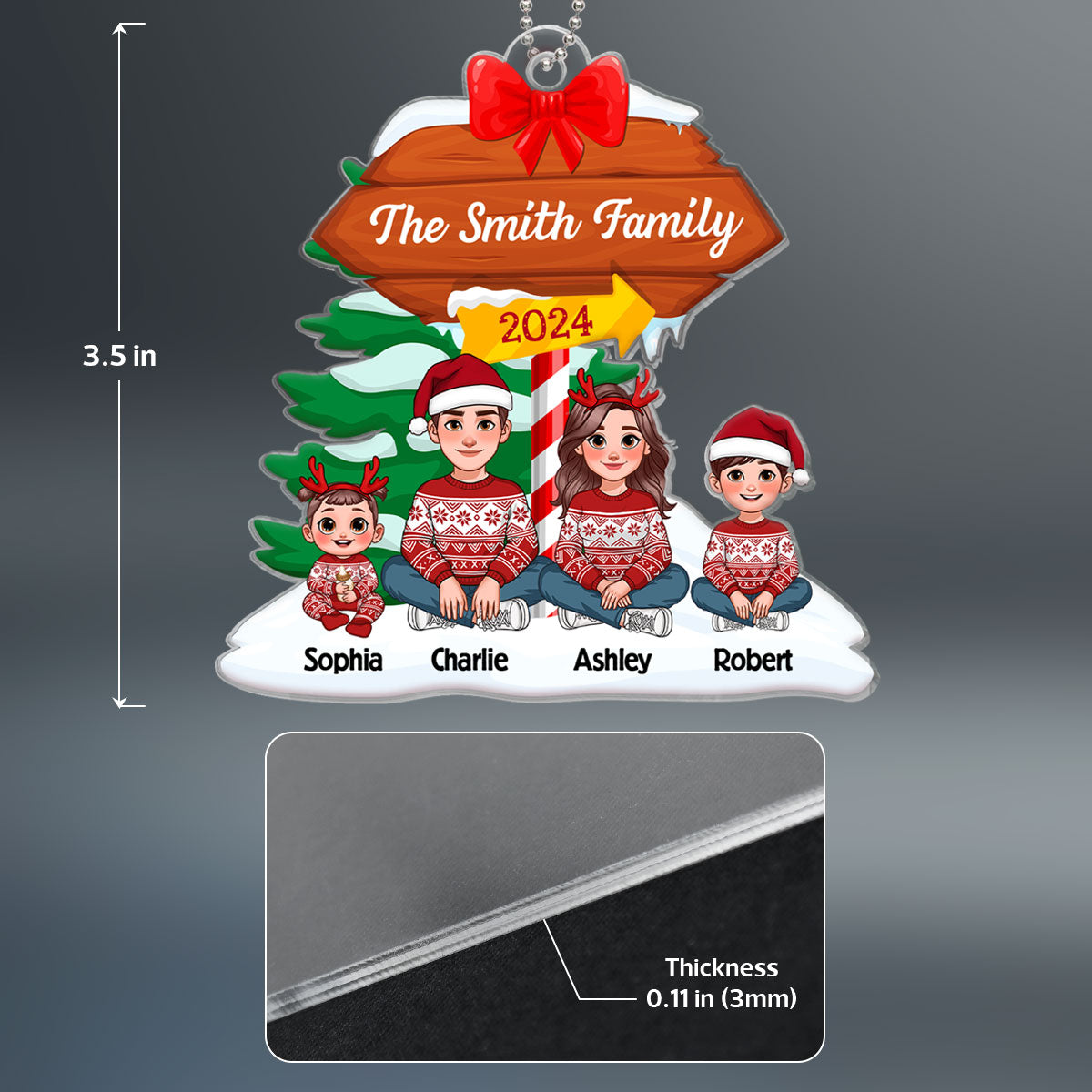 North Pole Christmas Family Sitting Personalized Acrylic Ornament