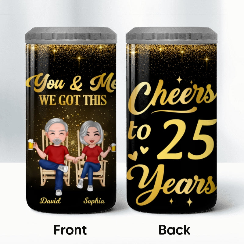 Cheers To Our Anniversary Couple Gift Personalized 4 In 1 Can Cooler