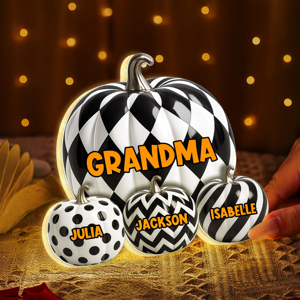 3D Effect Grandma Halloween Patterned Pumpkins Personalized LED Light Box