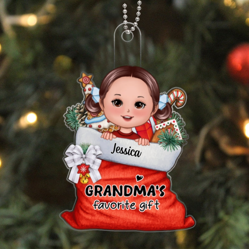 Grandma‘s Favorite Gifts Christmas Gift Bag Personalized Acrylic Ornament