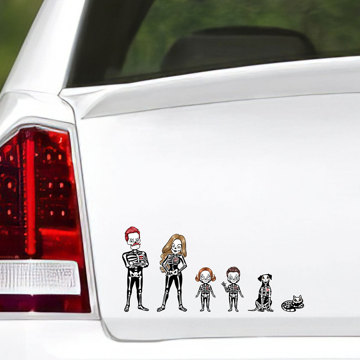 Stick Figure Family Personalized Car Decal, Halloween Decor