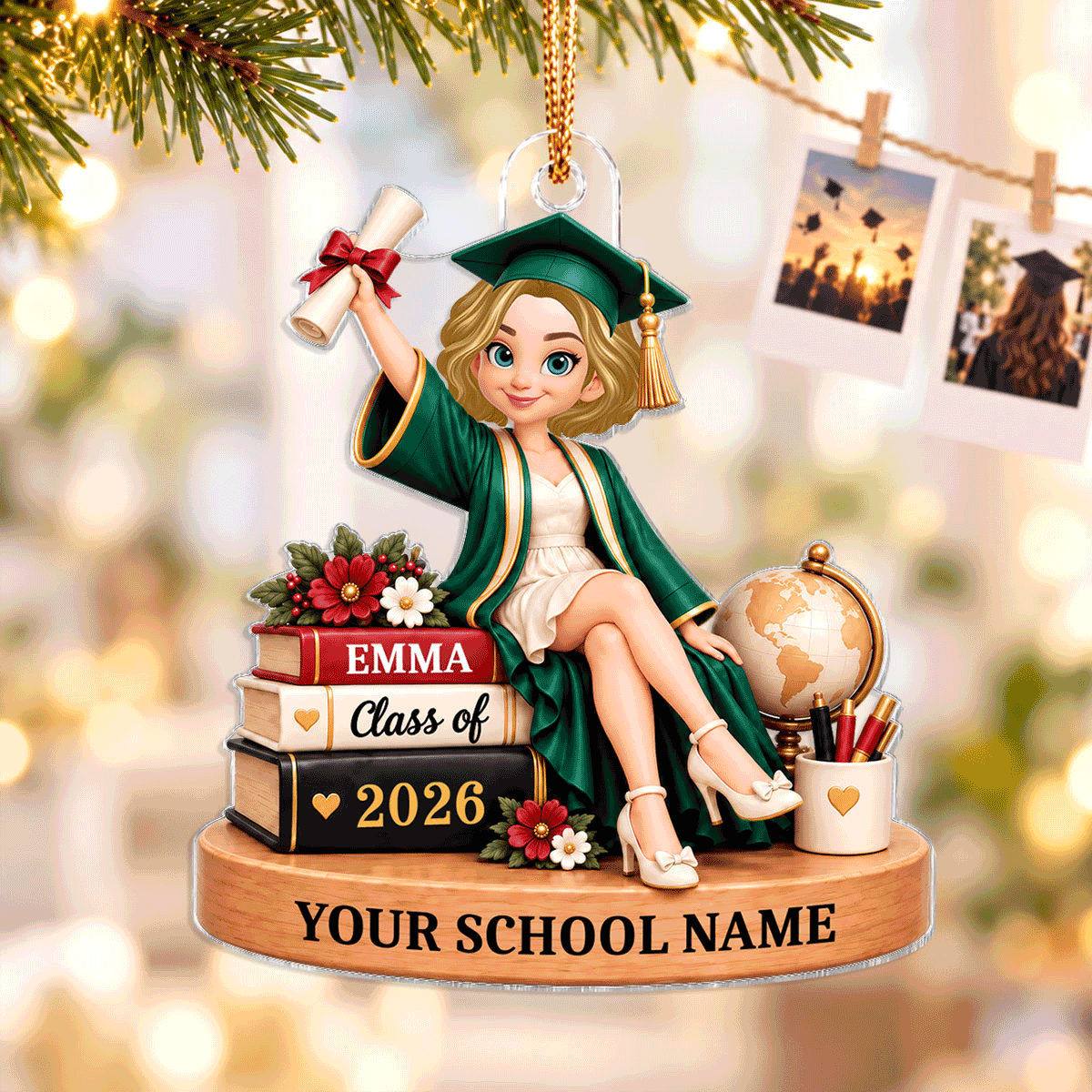 Beautiful Graduation Girl Class of 2026 2027 2028 2029 Keepsake - Personalized Acrylic Ornament - Christmas Gift, Graduation Gift For Graduates, Senior, Granddaughter, Daughter