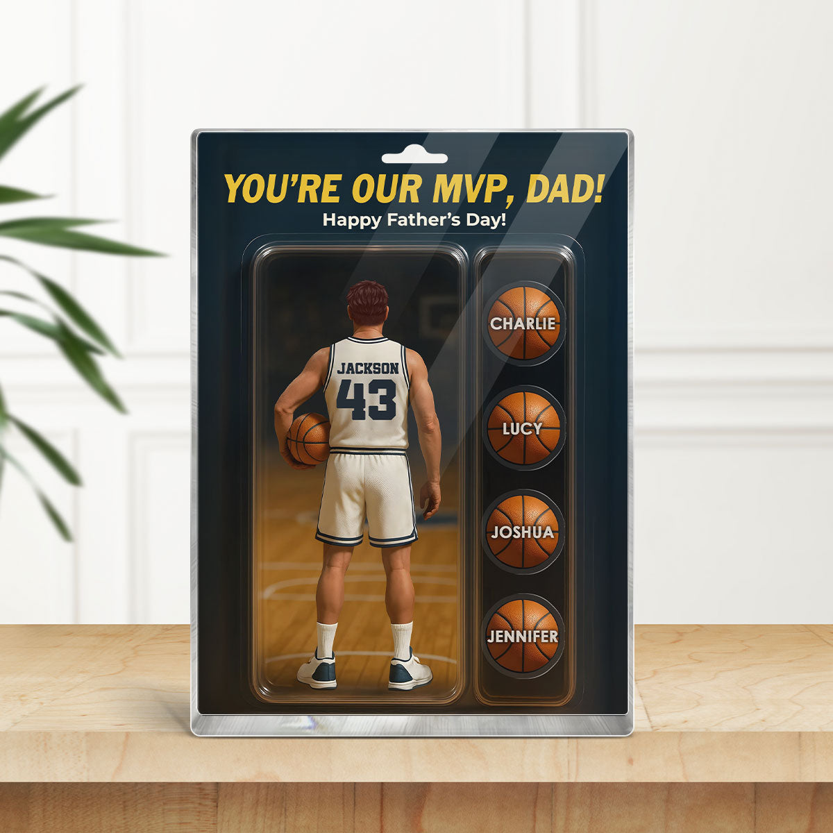 You're My MVP Dad Basketball With Kids' Names Custom Figure Personalized Acrylic Block Plaque, Perfect Father's Day Gift For Him, For Basketball Dad