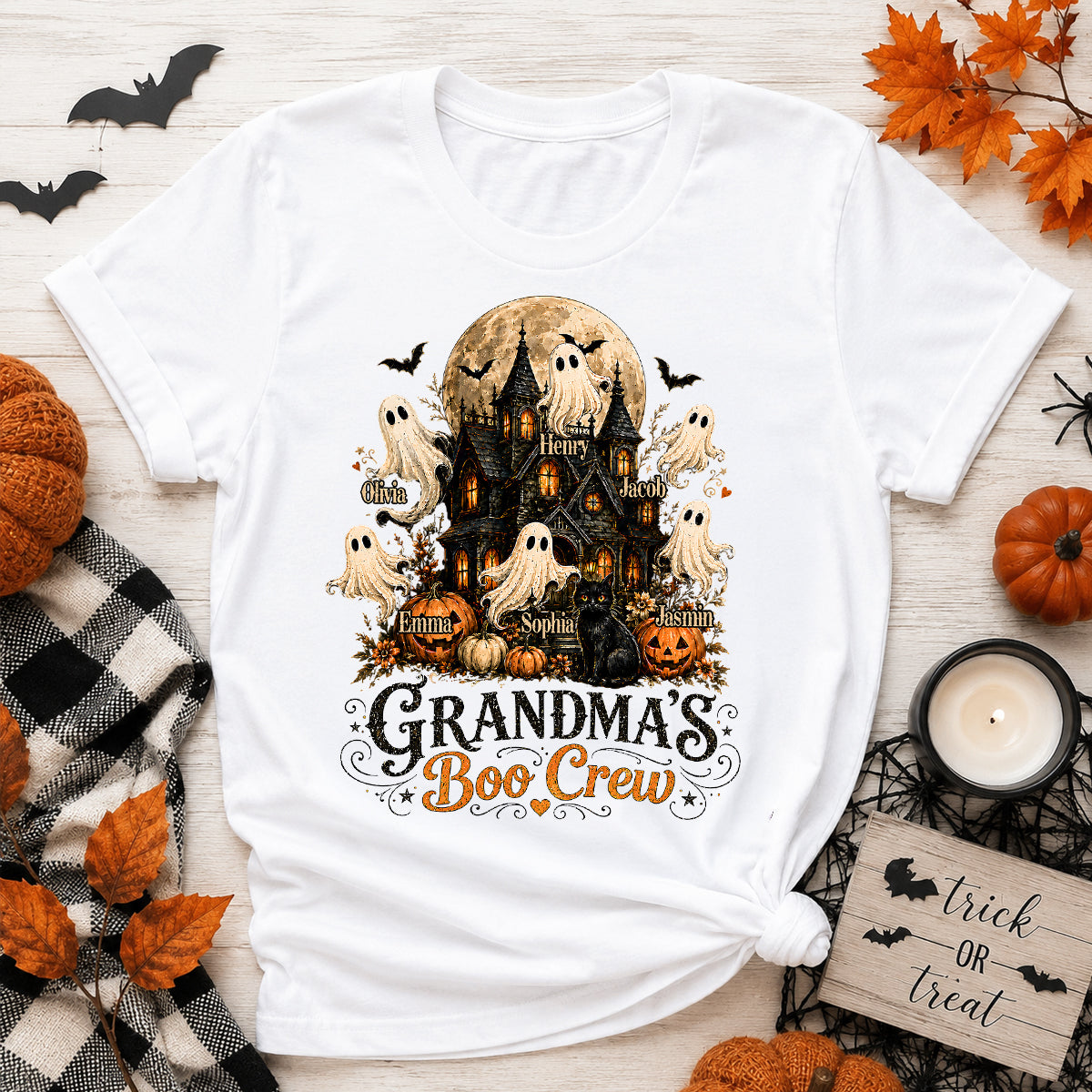 Grandma's Boo Crew Haunted House Halloween - Personalized Shirt - Gift for Grandma