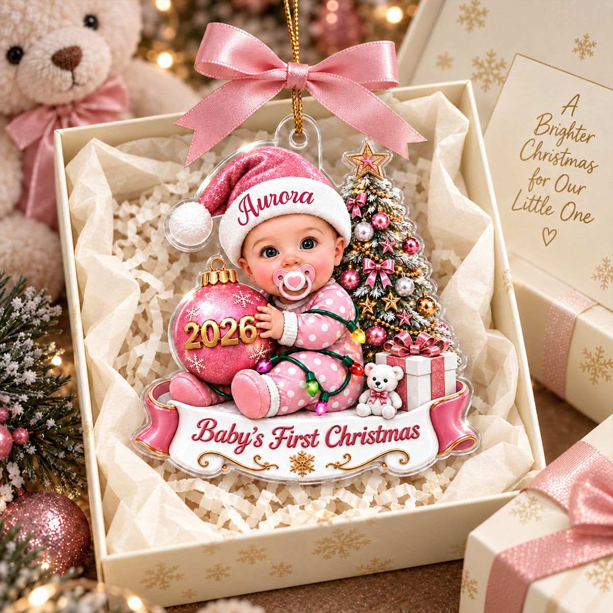 Custom Baby First Christmas - Personalized Acrylic Ornament - Christmas Gift for New Mom, New Dad, First Christmas Keepsake, Newborn Baby Gift
