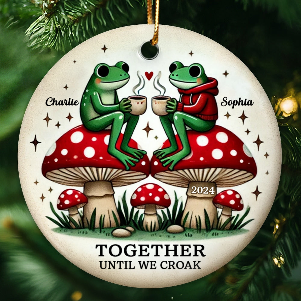 Together Until We Croak Frog Couple Retro Togetherness Keepsake Personalized Ceramic Ornament