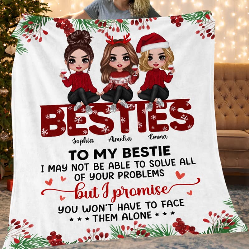 To My Best Friend Christmas Sitting On Text Personalized Fleece Blanket