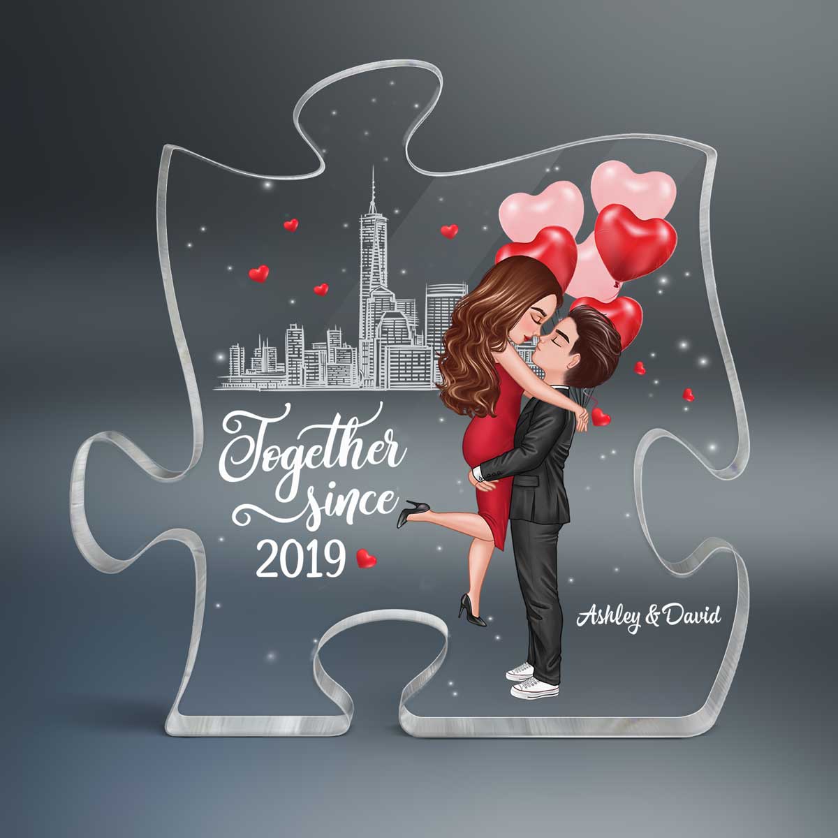 The Missing Piece To My Heart Couple Personalized Acrylic Puzzle Plaque