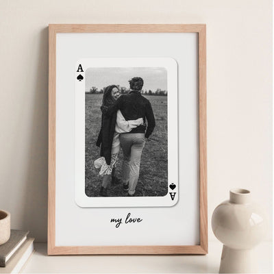 Custom Playing Cards Photo Print,  Gift For Her Personalized Wall Art, Unique Couples Gift, Romantic Gift