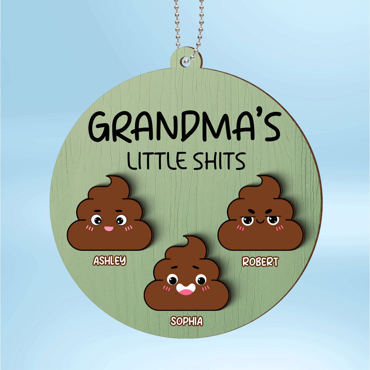Grandma's Little Shit Personalized 2-Layer Wooden Ornament, Christmas Gift For Granddaughter Grandson Grandkids
