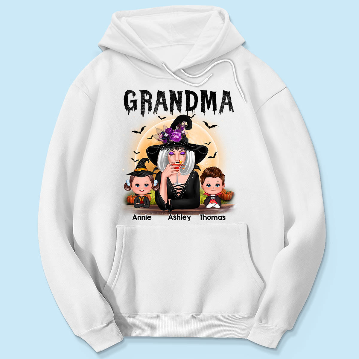 Grandma Mom Witch With GrandKids Halloween Personalized Shirt