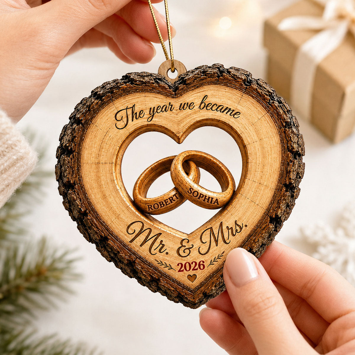 Together Forever Couple Anniversary 2D Flat - Personalized Wooden Ornament - Heartfelt Gift for Her, for Him