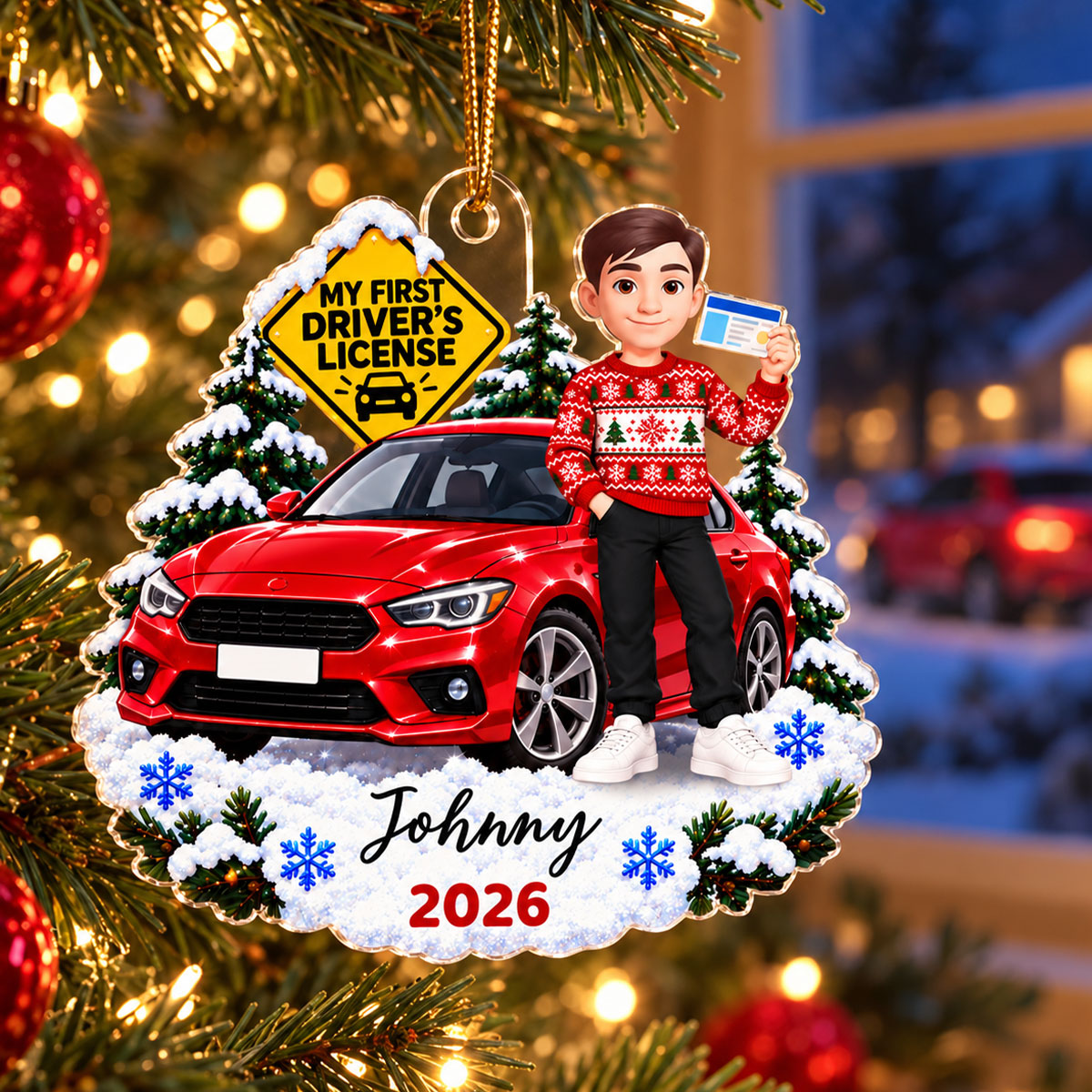 My First Driver's License Custom Car Color - Personalized Acrylic Ornament - Christmas Gift For New Drivers, Teen Boys, Teen Girls, Son, Daughter, Grandkids