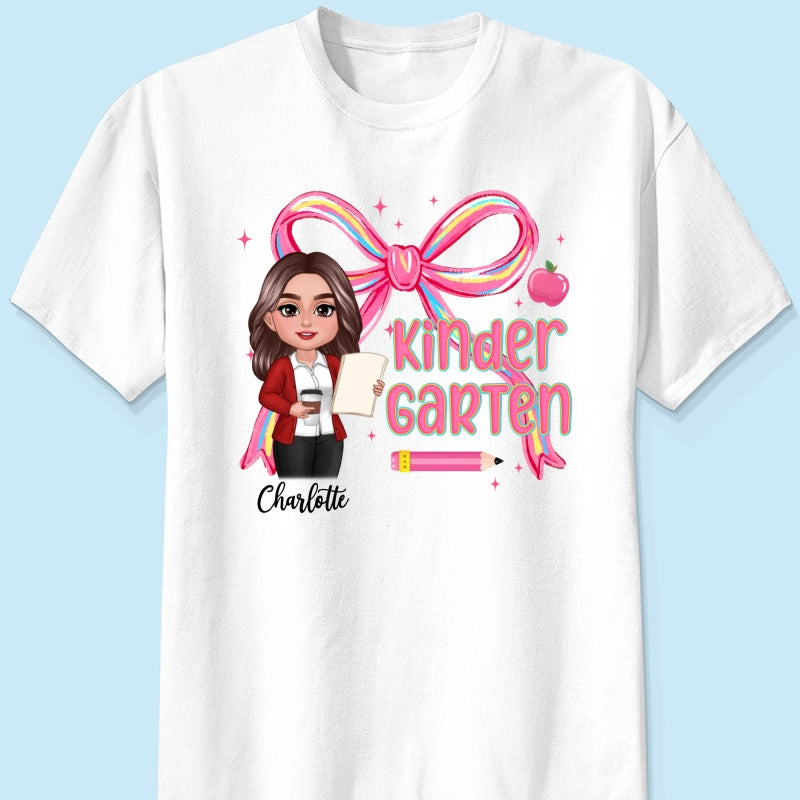 Preppy Style Pinky Teacher Custom Grade Personalized Shirt
