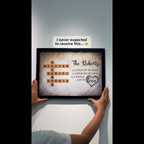 Family Whole Lot Of Love Crossword Puzzle Art - Captured In A Moment, Cherished For A Lifetime Personalized Poster