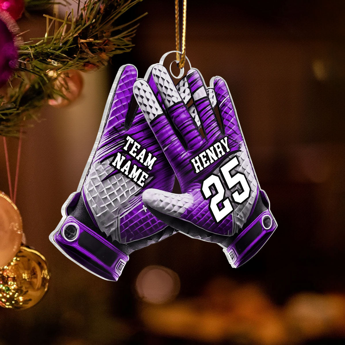 Football Gloves Football For Life Personalized Acrylic Ornament, 3D Effect Flat Ornament