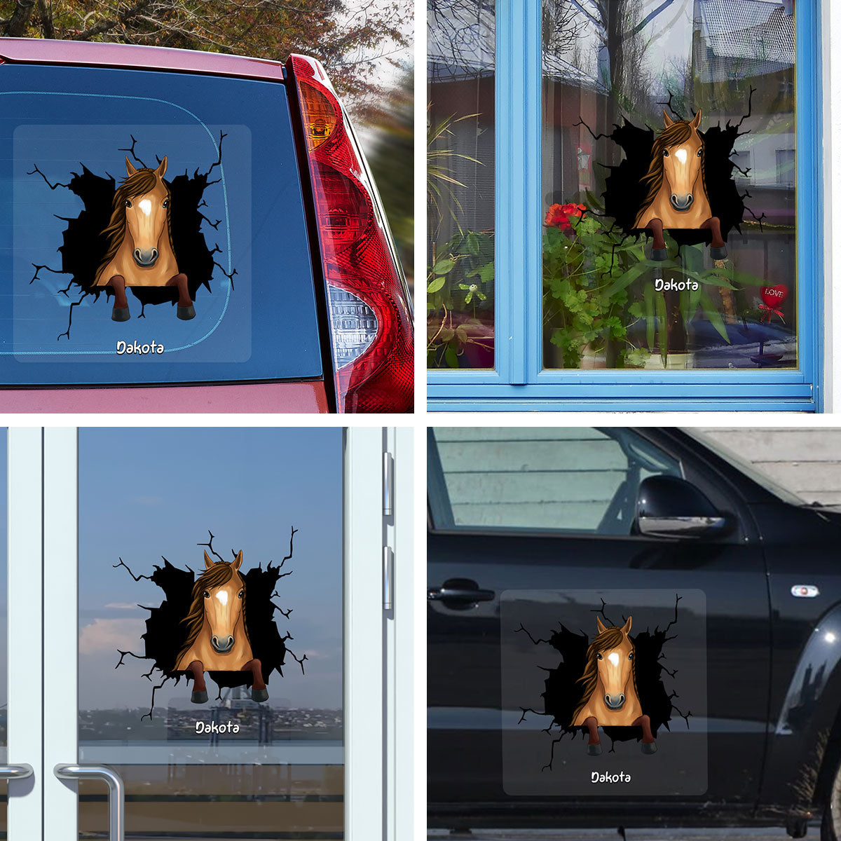 Horse Decor On Car Fridge Window Personalized Decal, Gift For Horse Lovers