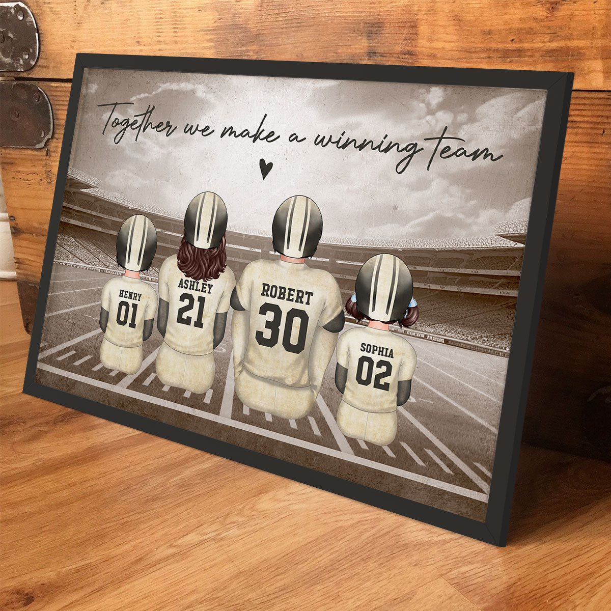 Football Family Retro Vintage Personalized Poster, Meaningful Father's Day Gift for Dad, Gift for Husband
