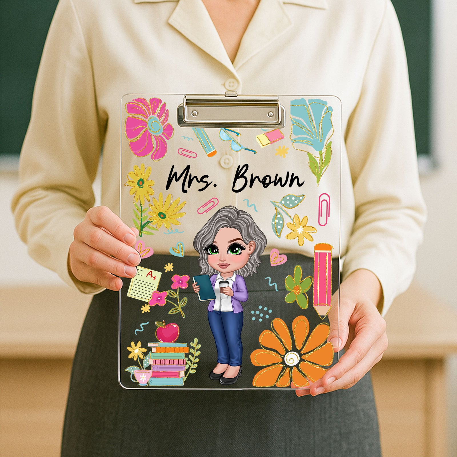 Boho Floral Teacher Personalized Clipboard, Teacher Appreciation Gift, , End Of Year Gift, Back To School Teacher Supplies