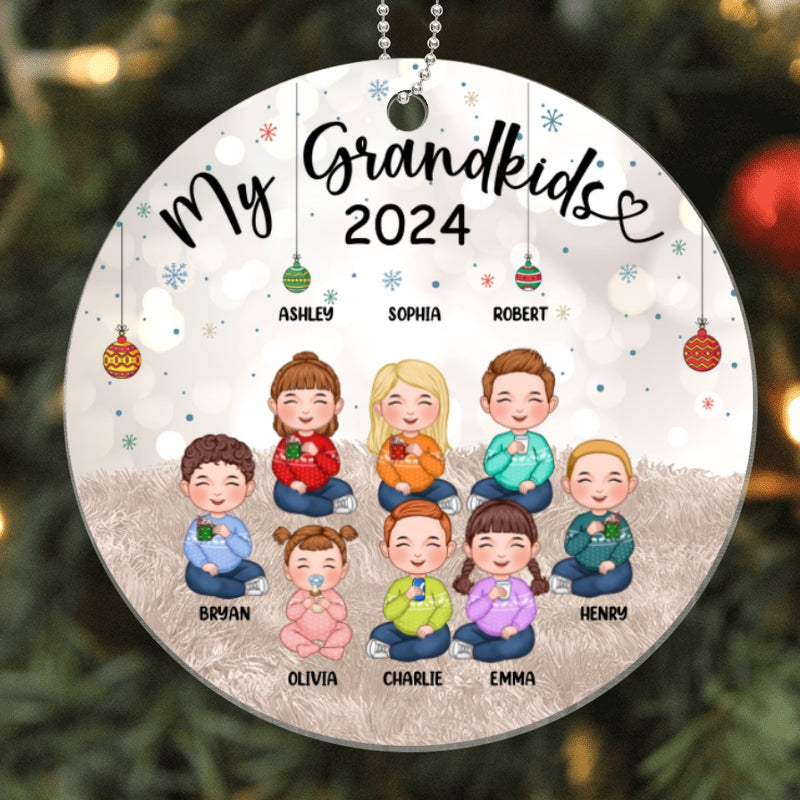 My Grandkids Cute Doll Kids Sitting Personalized Acrylic Ornament