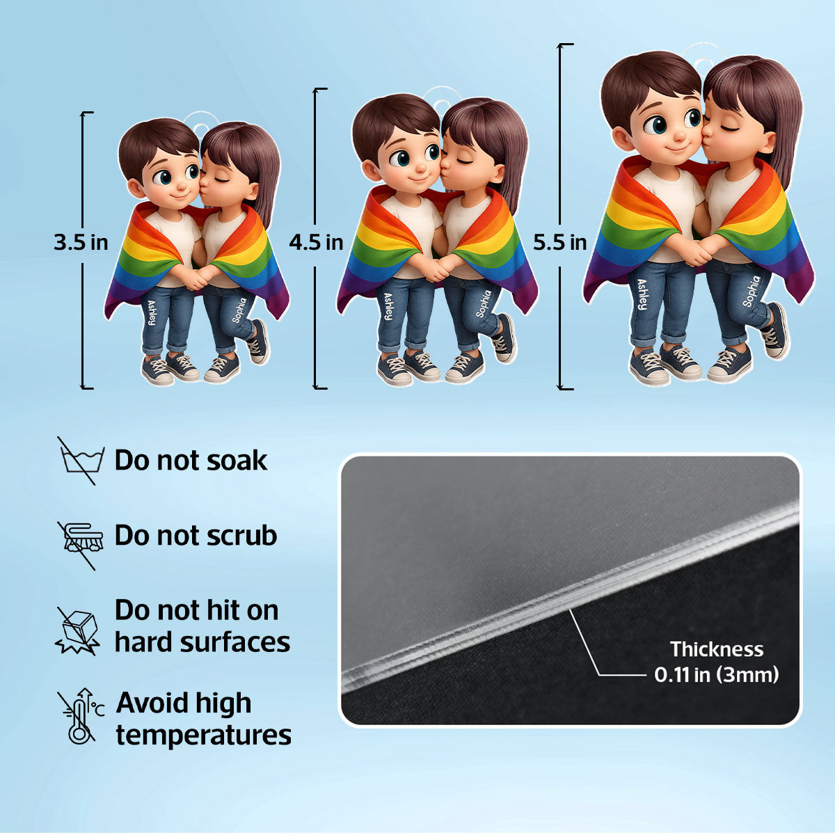 Pride Month LGBTQ+ Couple Love Is Love Personalized Acrylic Car Hanger, Gift For Couple