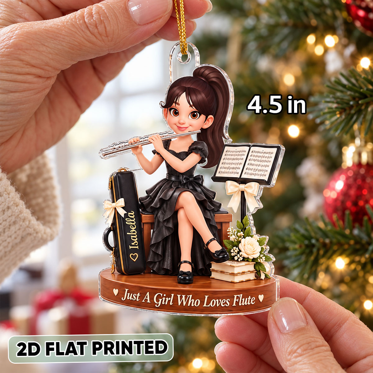 Just a Girl Who Loves Flute - Personalized Acrylic Ornament - Christmas Gift for Daughter, Granddaughter