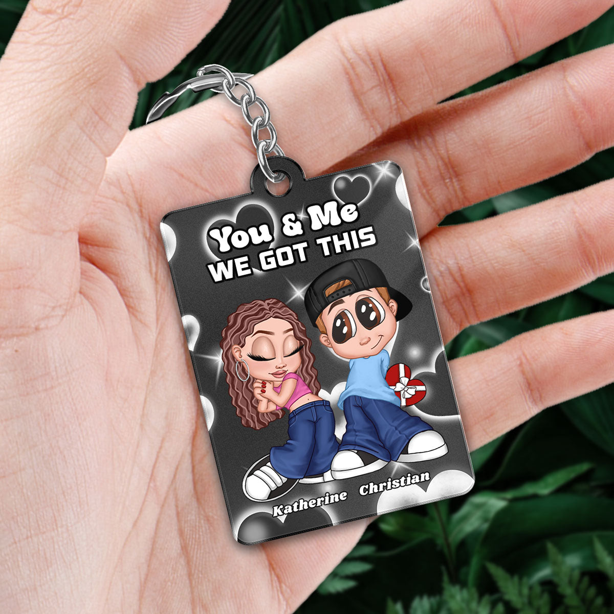 Y2K Couple Favorite Song QR Code Personalized Acrylic Keychain,  Gift For Him, For Her
