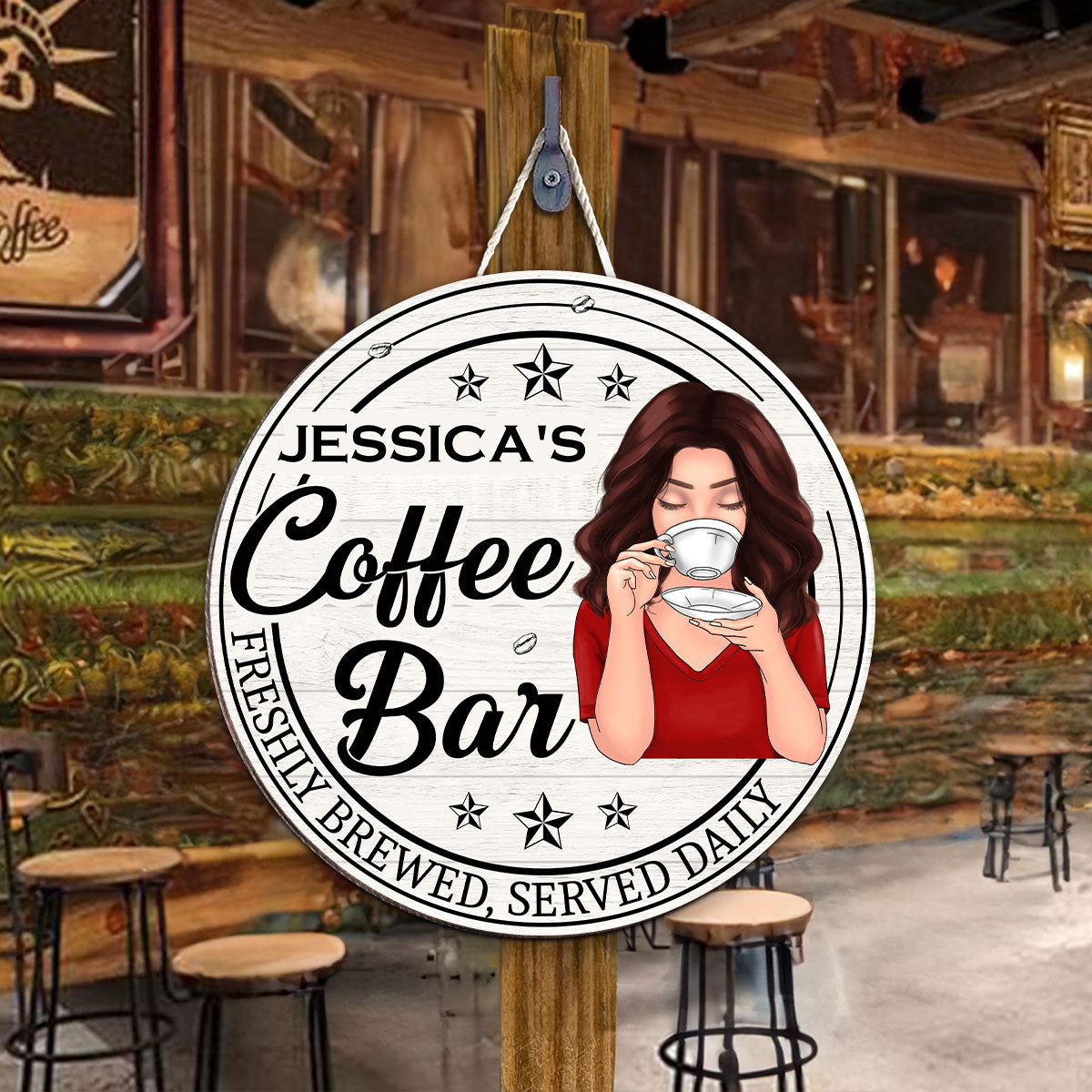 Coffee Bar Personalized Wood Sign Decor for Home, Kitchen, Coffee Station, Office