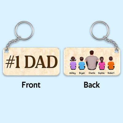 Best Dad Ever Back View Man Kids Dog Cat Personalized Acrylic Keychain