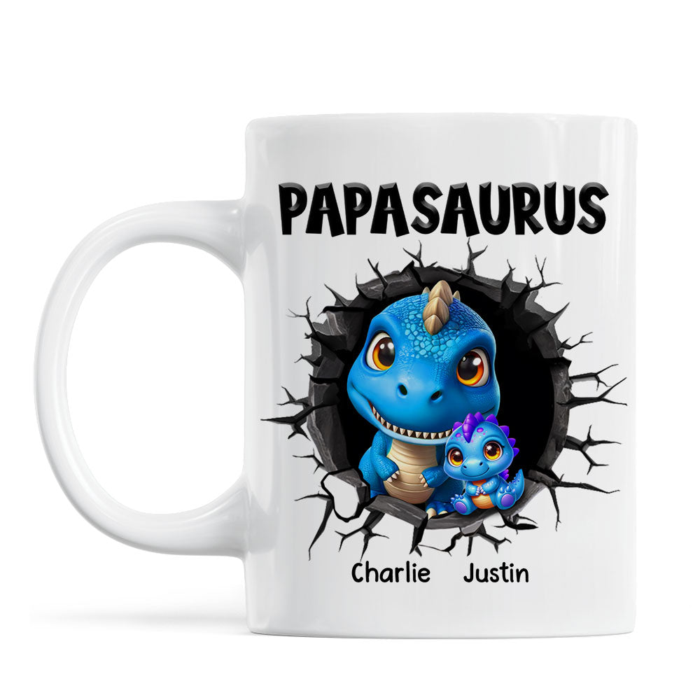 Grandpasaurus Daddysaurus And Kids In A Hold 3D Printed Personalized AOP Mug