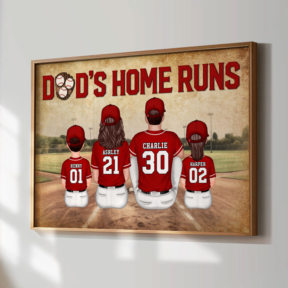 Baseball Family Dad's Home Run Personalized Poster, Gift For Dad