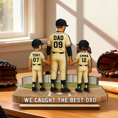 Daddy's Baseball Dream Team - Personalized 2-Layered Wooden Plaque - Father's Day Gift For Baseball Dad