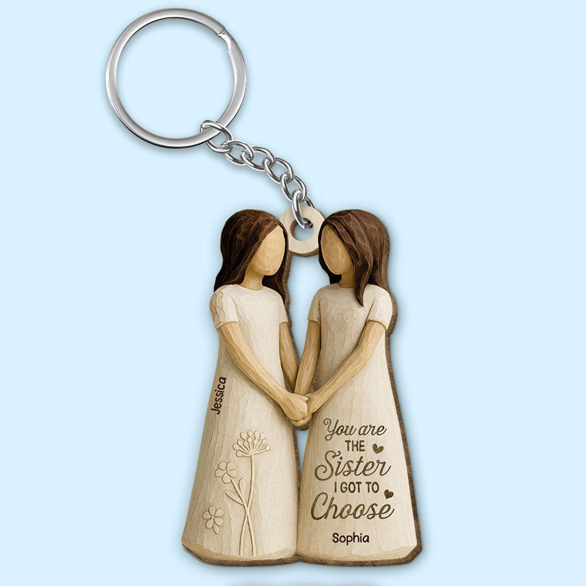 You Are The Sister I Got To Choose Personalized Wooden Keychain, Birthday Gift Friendship Gift for Besties, Best Friends