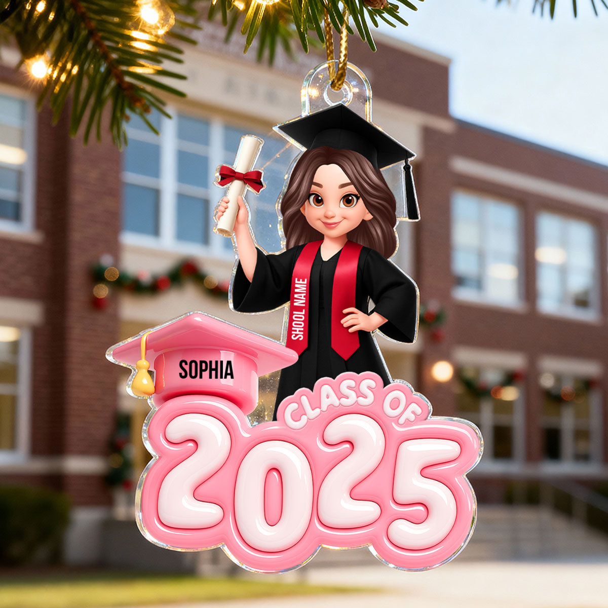 Class of 2025 3D Inflated Pastel Color - Personalized Acrylic Ornament - Christmas Gift for Senior