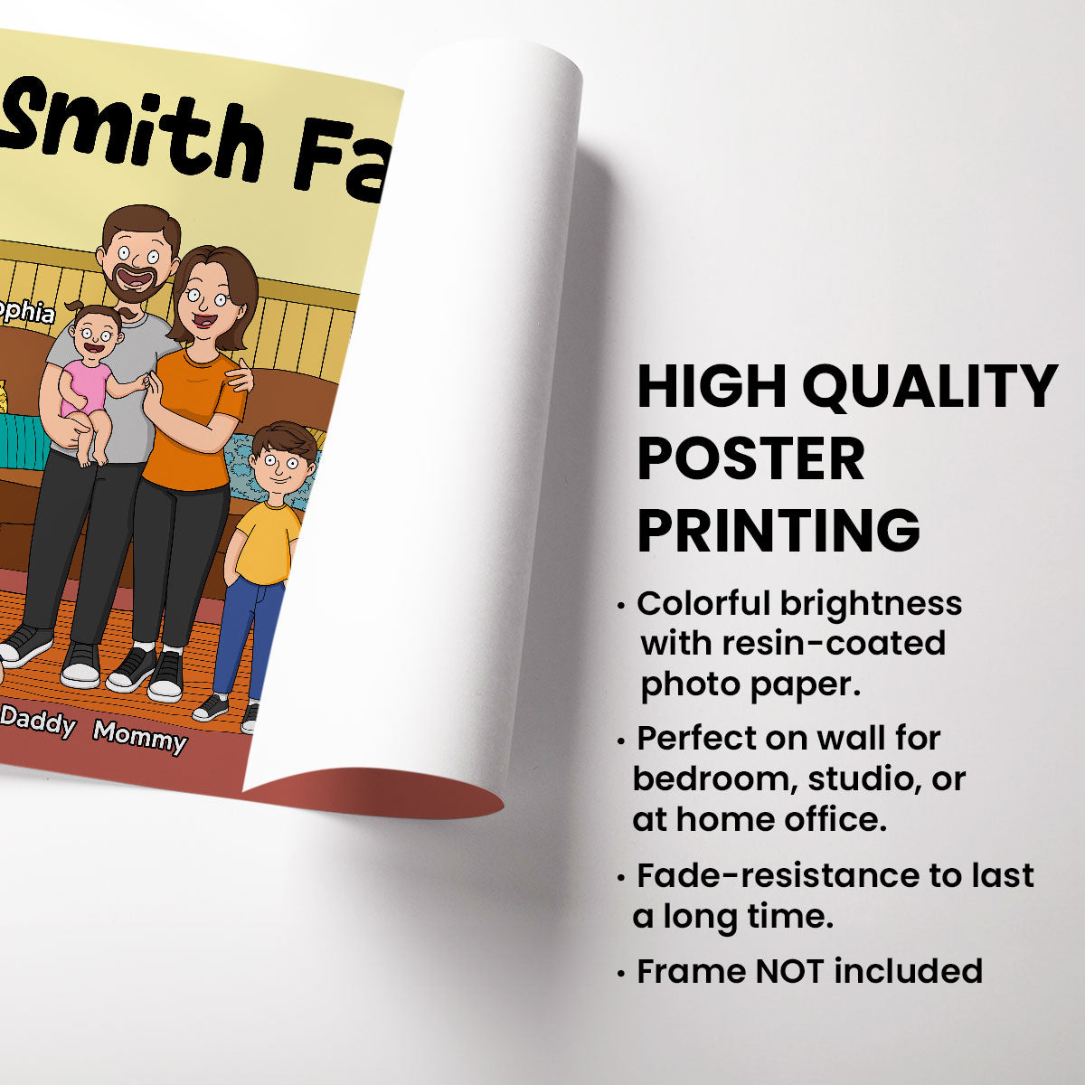 Funny Family Style Dad Mom And Kids Personalized Poster