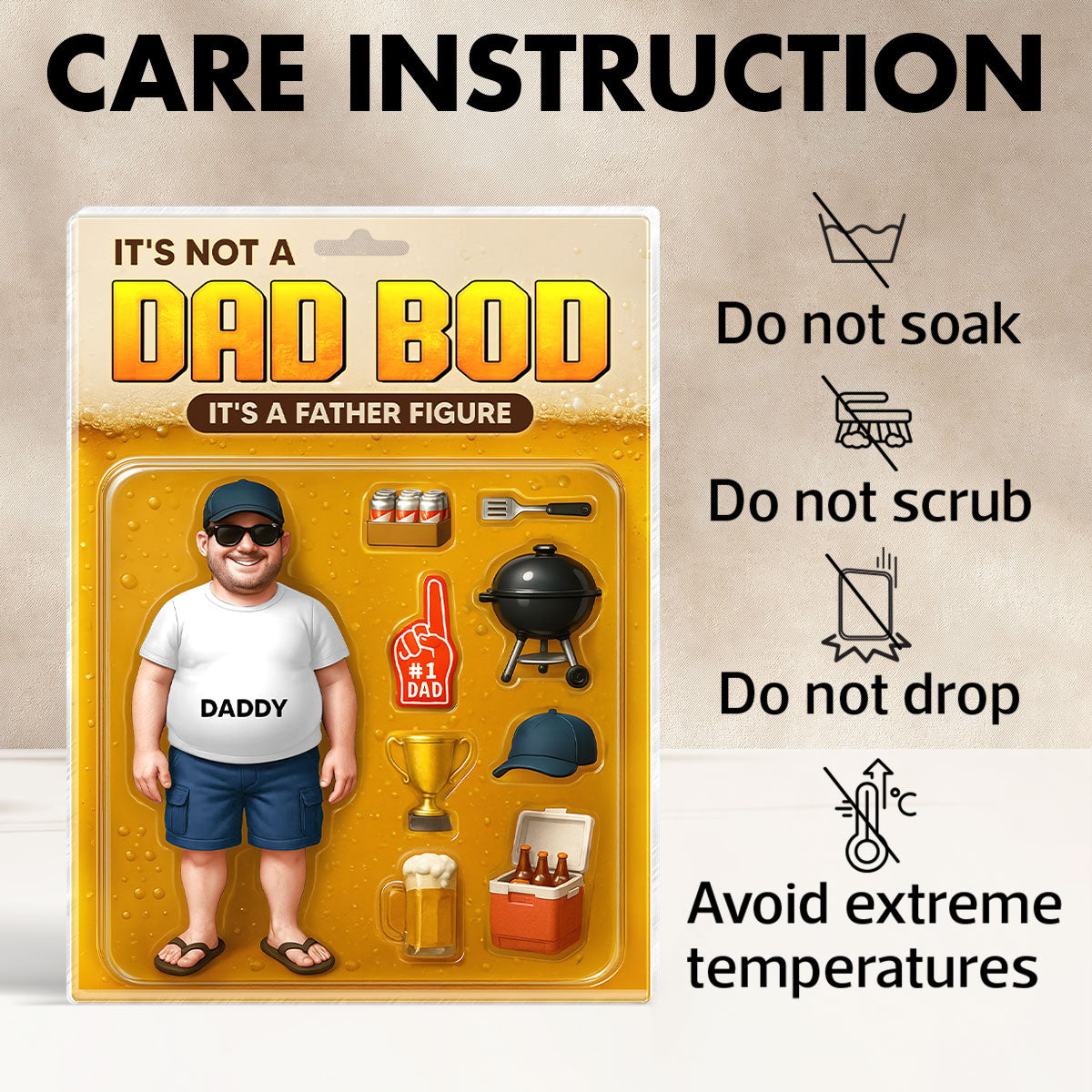 It's Not A Dad Bod, Father Figure Personalized Acrylic Block Plaque, Funny Father's Day gift