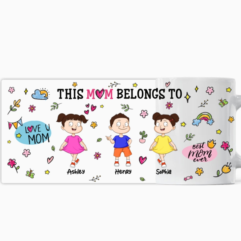 Colorful Kids This Mom Belongs To Personalized Mug