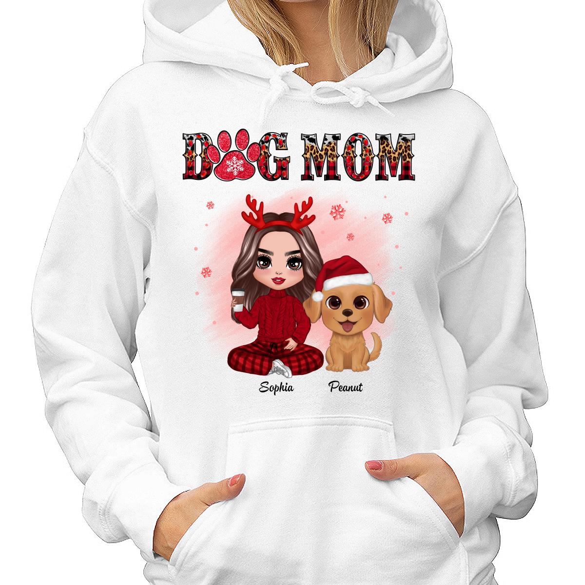 Leopard And Checkered Pattern Christmas Doll Dog Mom Watercolor Cute Dogs Personalized Shirt