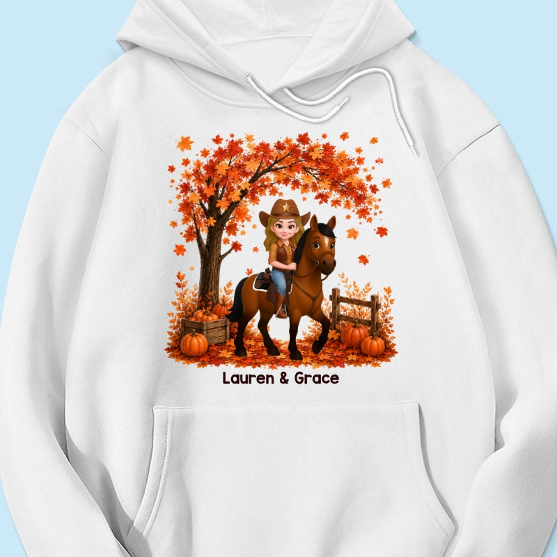 Trending Fall Season Girl And Her Horse - Personalized Shirt - Gift for Horse Lovers