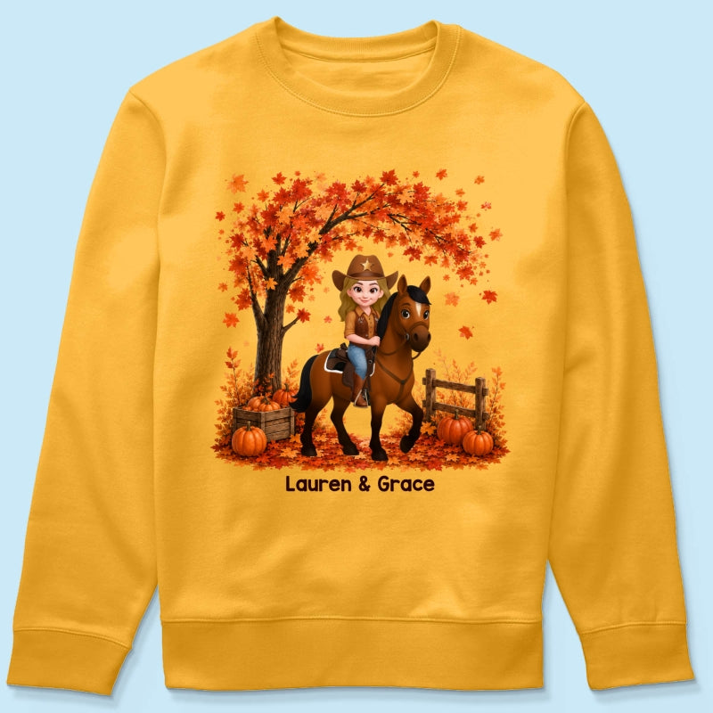 Trending Fall Season Girl And Her Horse - Personalized Shirt - Gift for Horse Lovers