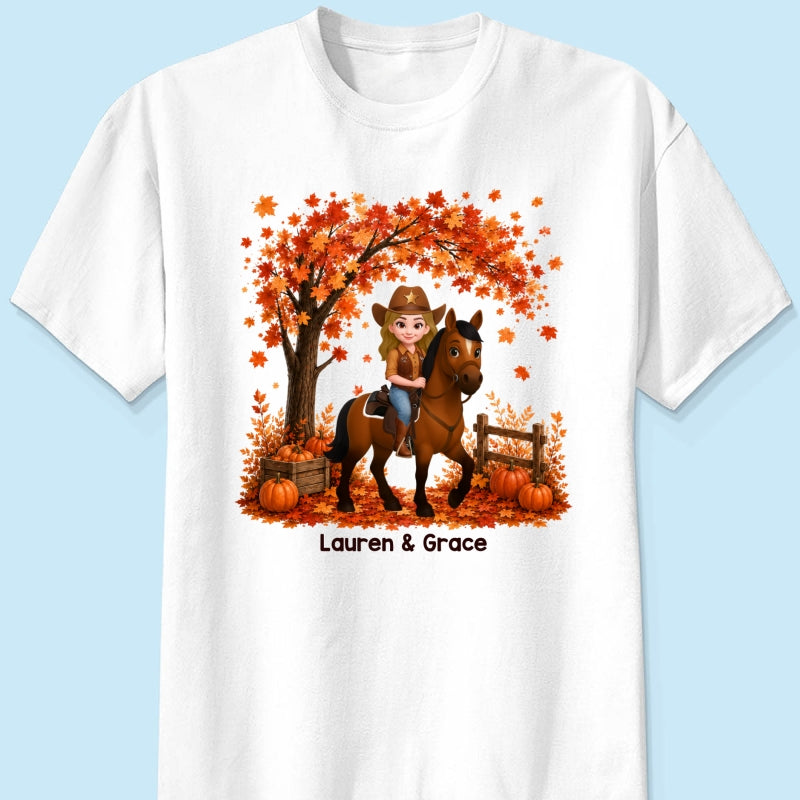 Trending Fall Season Girl And Her Horse - Personalized Shirt - Gift for Horse Lovers