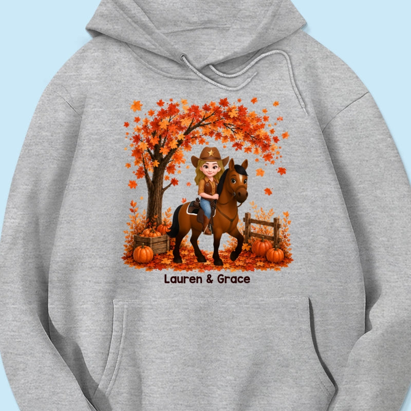 Trending Fall Season Girl And Her Horse - Personalized Shirt - Gift for Horse Lovers