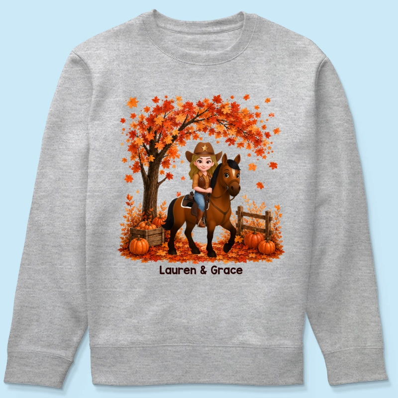 Trending Fall Season Girl And Her Horse - Personalized Shirt - Gift for Horse Lovers